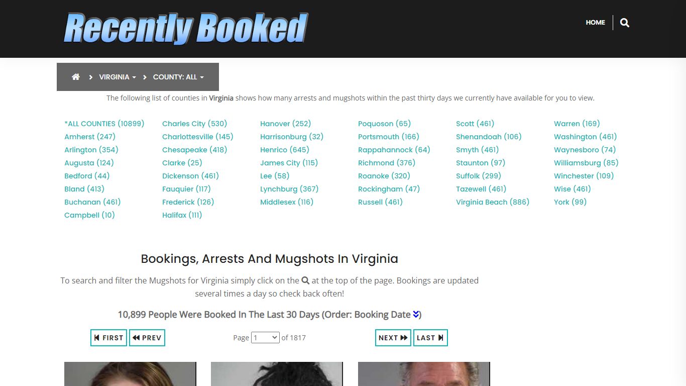 Recent bookings, Arrests, Mugshots in Virginia - Recently Booked